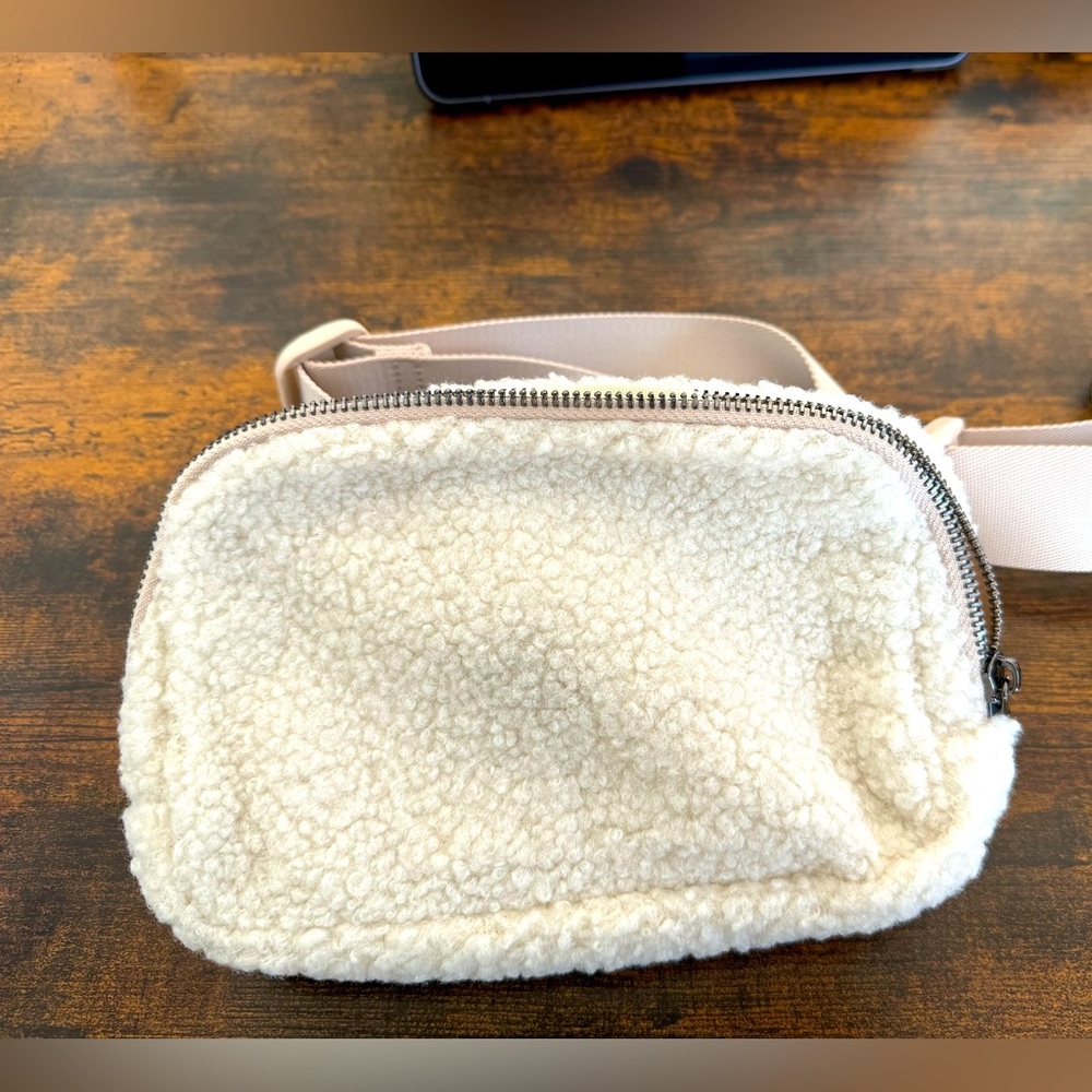 Ivory sherpa belt bag